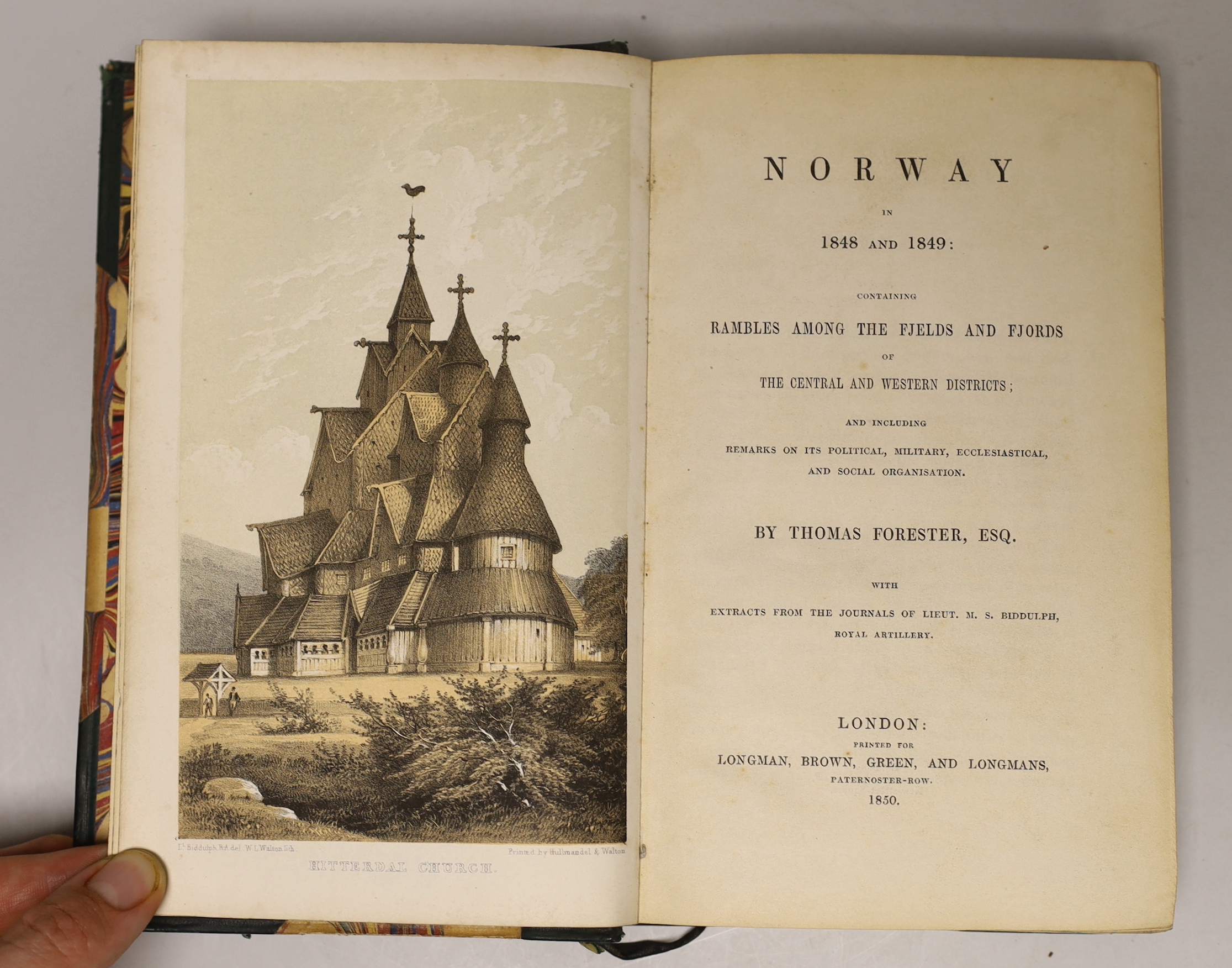 Fabricus, Jean-Chretien - Voyage en Norwége, avec Observations sur l'Histoire Naturelle et l'Histoire Naturelle et l'Economie...old calf backed marbled boards, gilt decorated spine. Paris and Strasbourg, 1802; Forester,